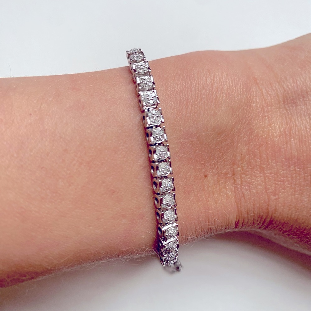 Zales Diamond Tennis Bracelet in Sterling Silver - 7.25"
